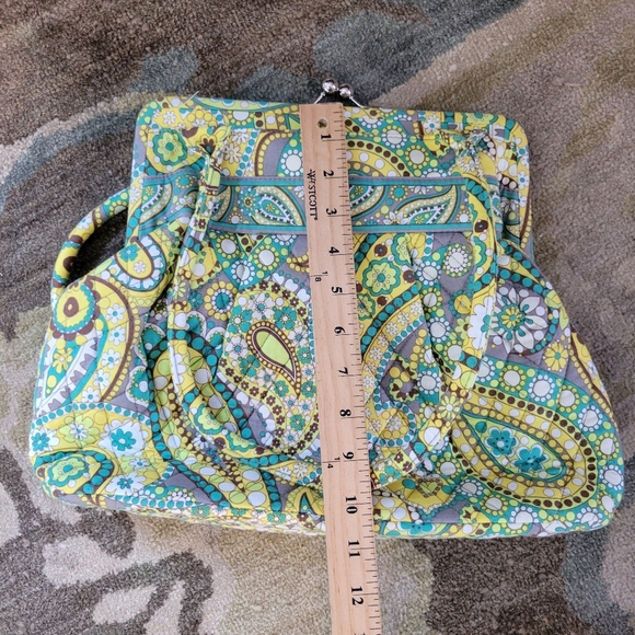 Vera Bradley Alice Lemon Parfait Handbag Purse‎ Snap Top Paisley Yellow Green - Picture 8 of 9